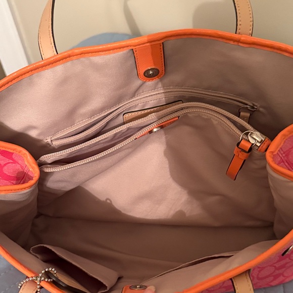 Coach Vibrant Pink and Orange Tote - Picture 3 of 8